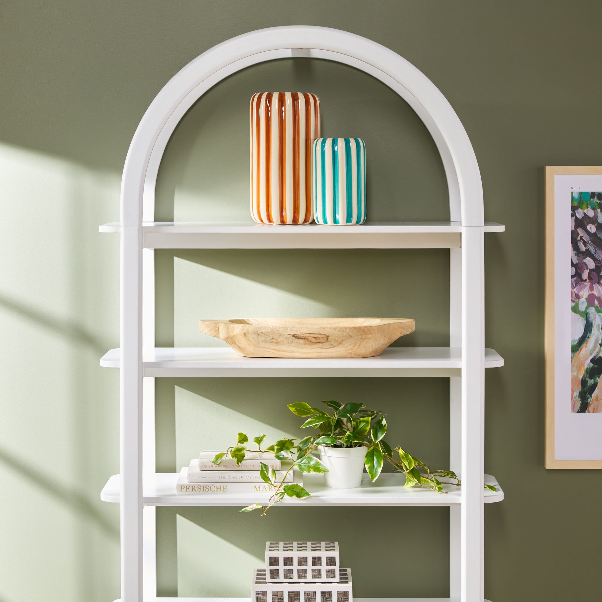 Bibliothèque moderne Zoey en bois arqué