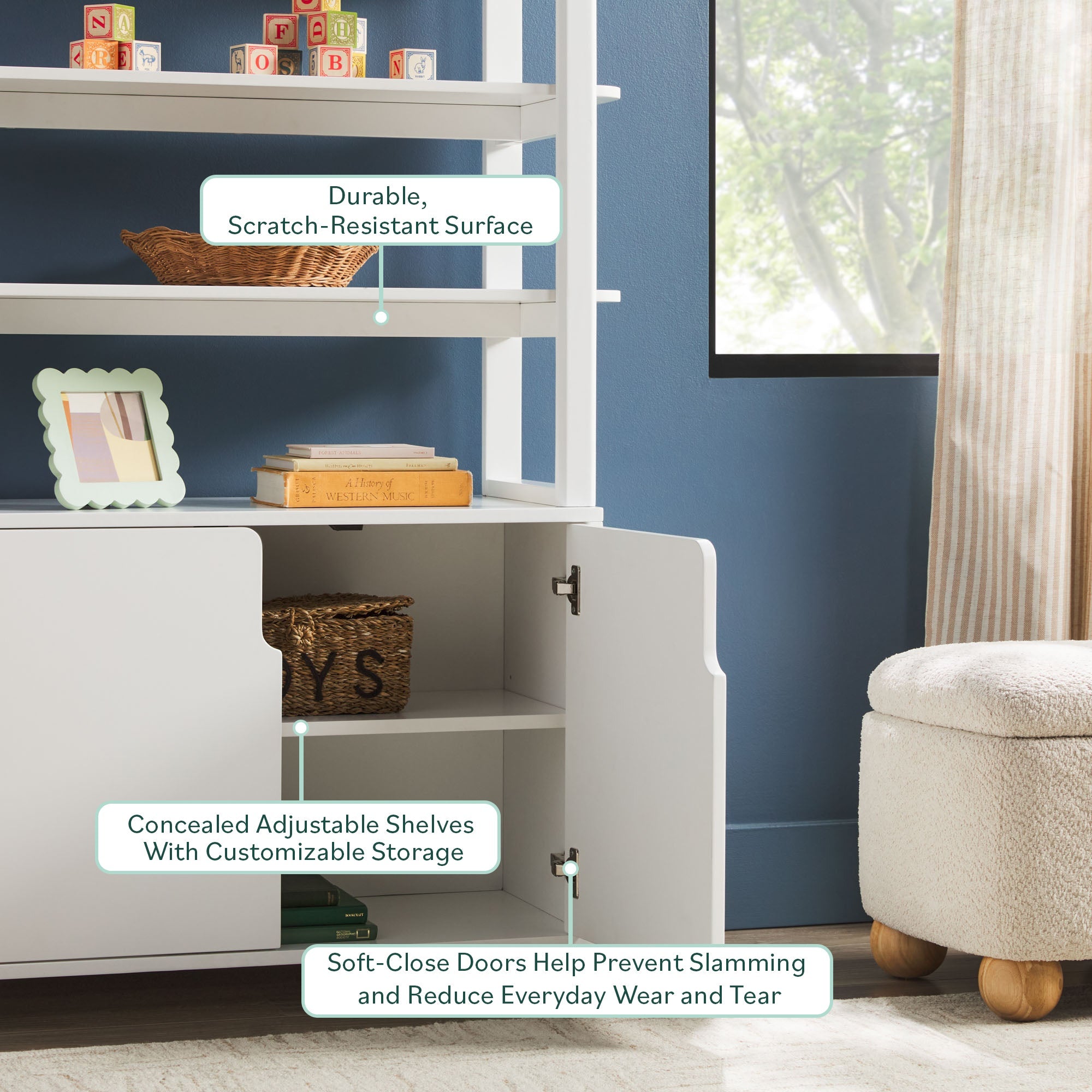 Bibliothèque moderne Zoey en bois arqué