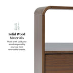 Table de chevet Elias moderne en bois massif avec cadre incurvé