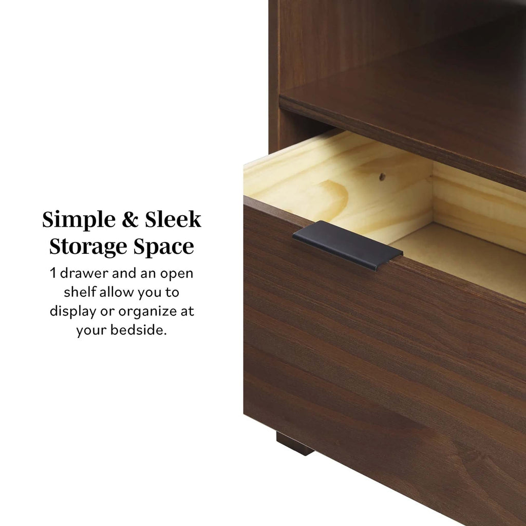 Table de chevet Elias moderne en bois massif avec cadre incurvé