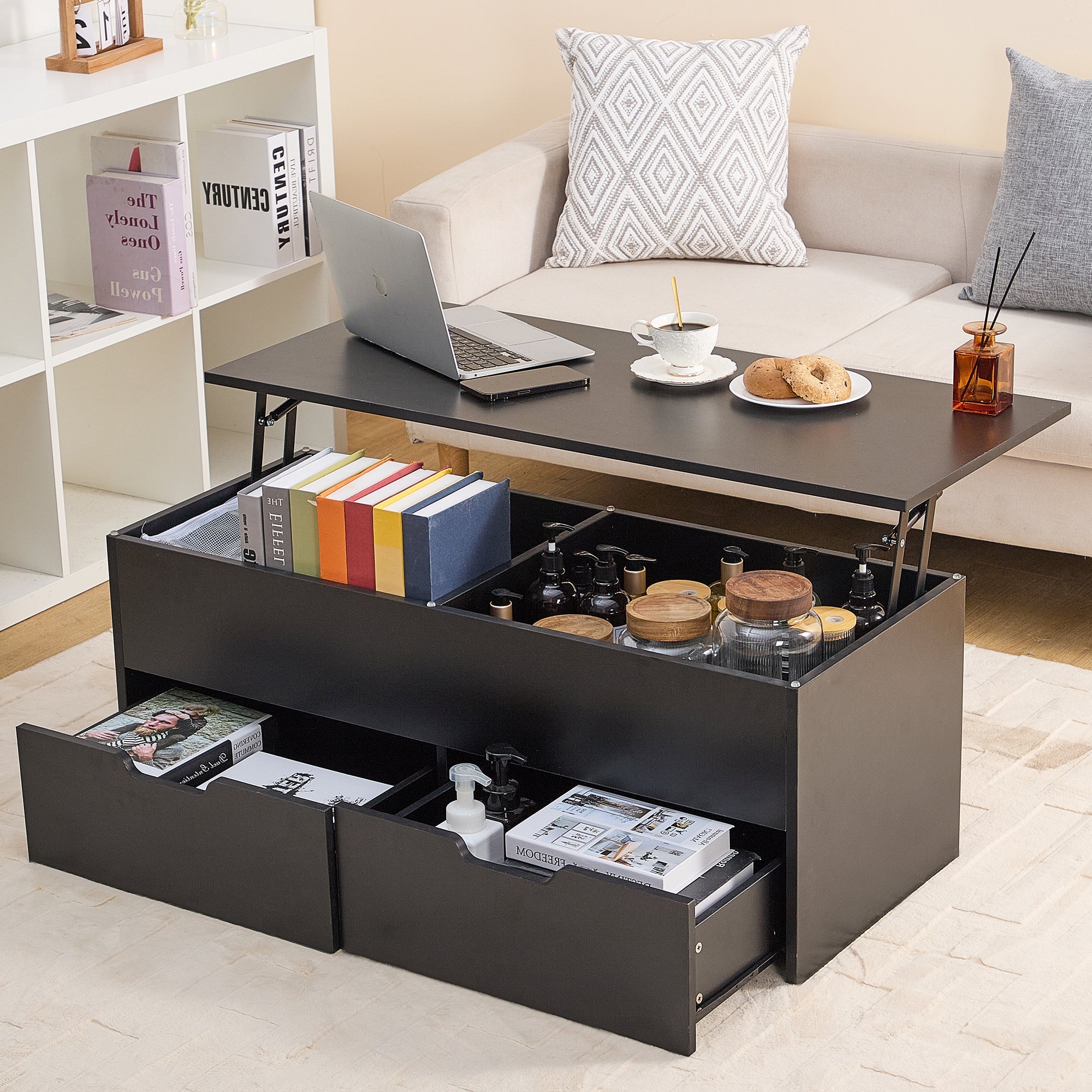 Walker Edison | Table basse relevable avec rangement