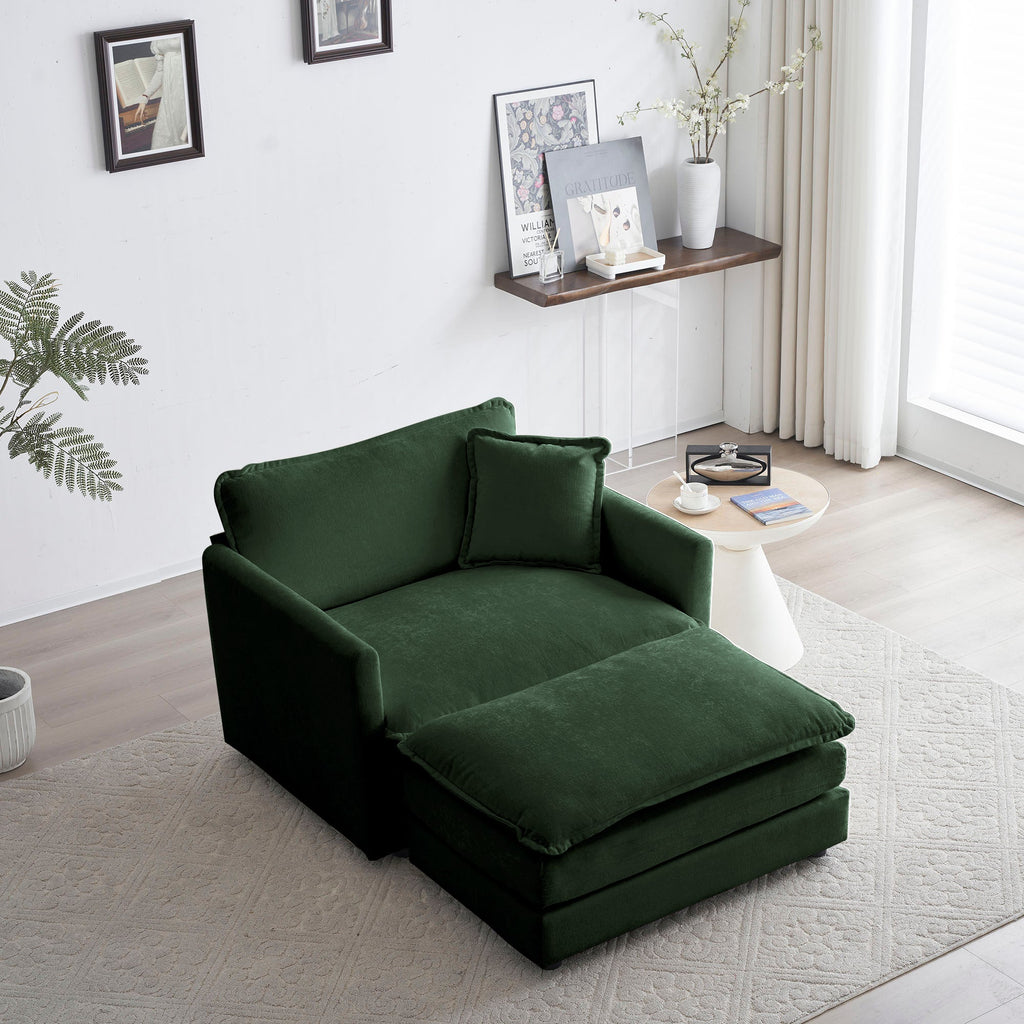 Walker Edison | Fauteuil d'appoint Chenille Cloud avec repose-pieds