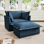 Walker Edison | Fauteuil bleu Cloud avec housse amovible et repose-pieds