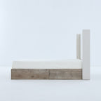 Walker Edison | Lit Shelton 54' Queen capitonné avec tête de lit à oreilles et sommier en bois