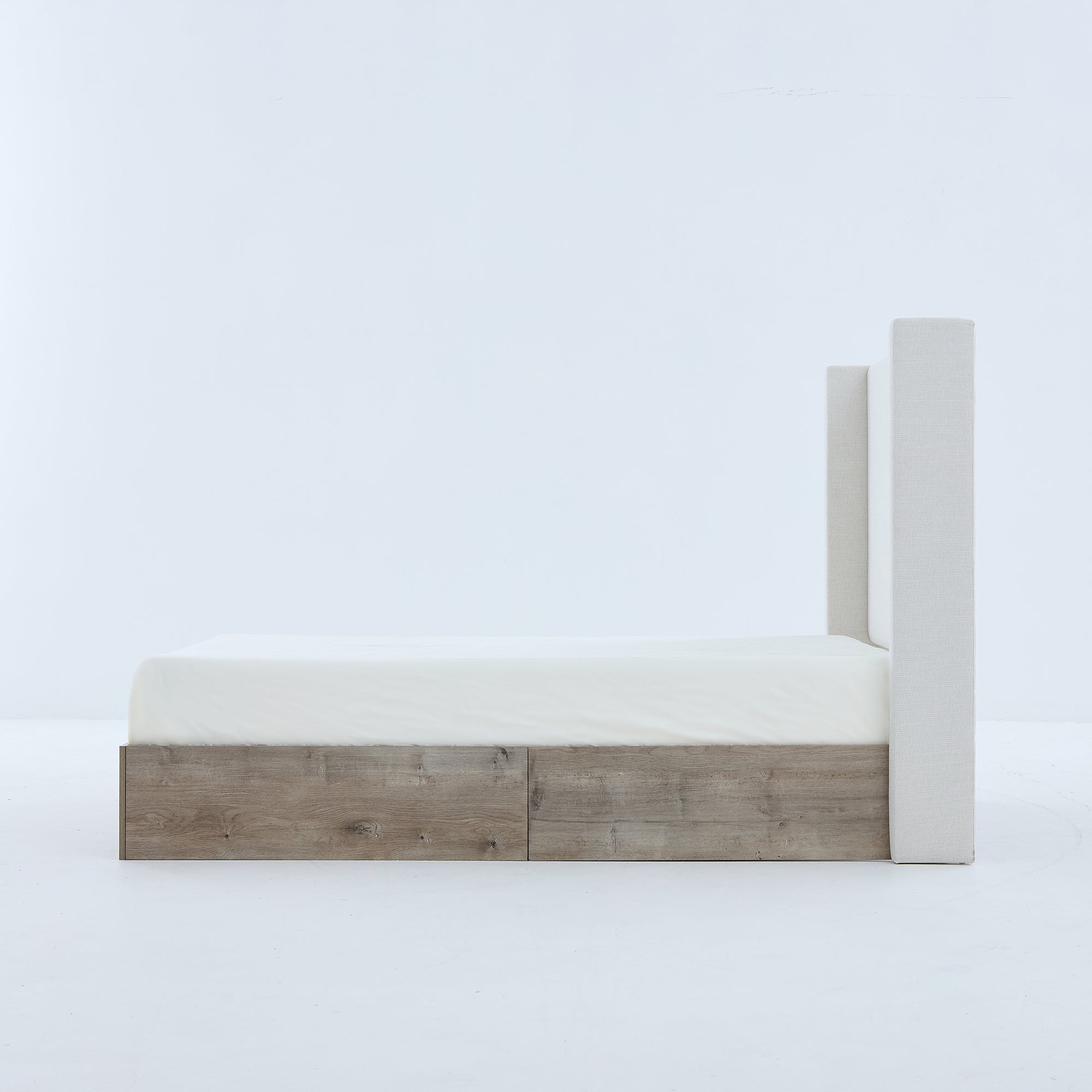 Walker Edison | Lit Shelton 54' Queen capitonné avec tête de lit à oreilles et sommier en bois