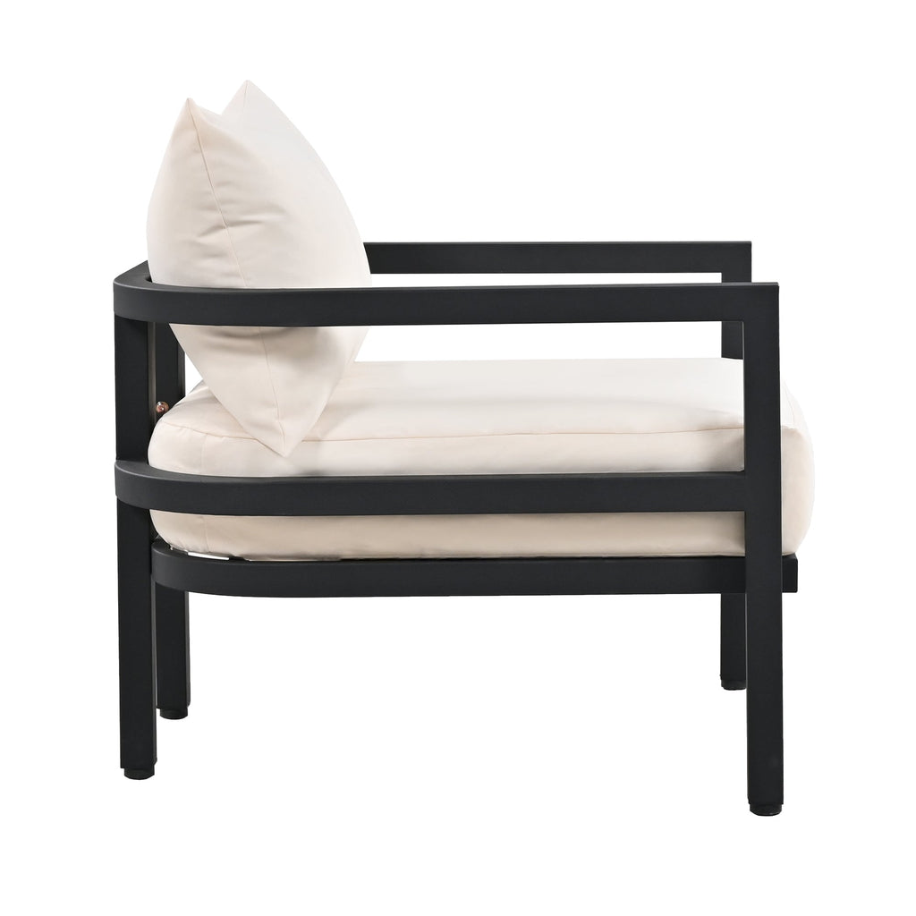 Ensemble de canapés d'extérieur en acier au design incurvé Walker Edison | 