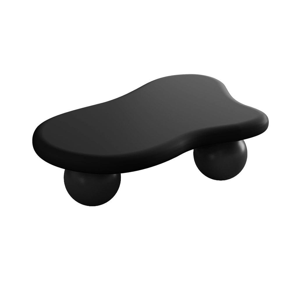 Table basse nuage de 101,6 cm (40 pouces) avec 3 pieds sphériques pour salon, noire