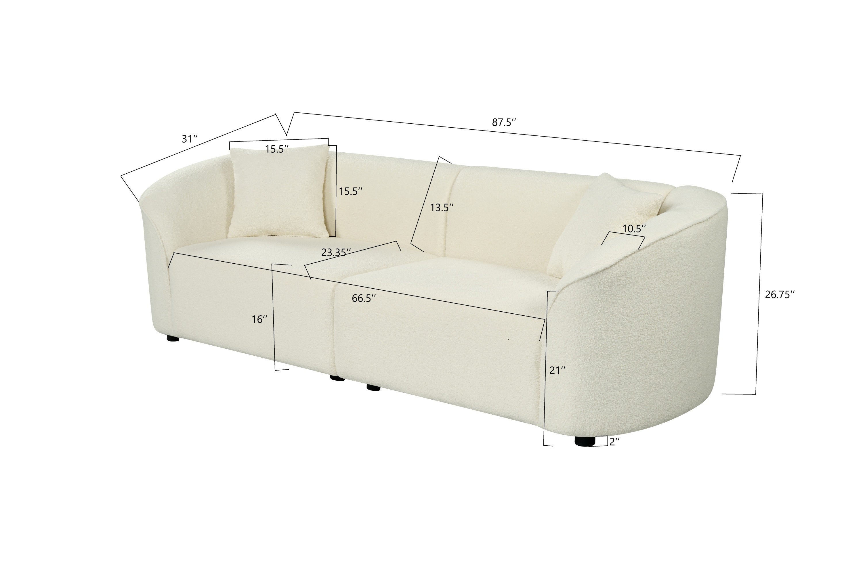 Canapé contemporain élégant en boucle incurvée 