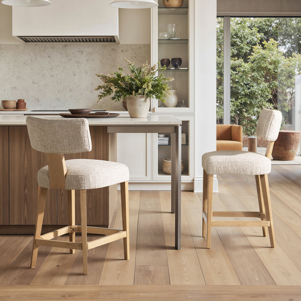 Tabouret de bar rond en chenille, lot de 2 