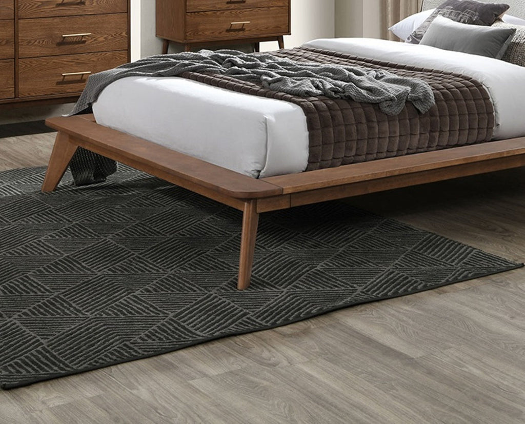 Walker Edison | Cadre de lit King Size à tête de lit ailée de style moderne du milieu du siècle