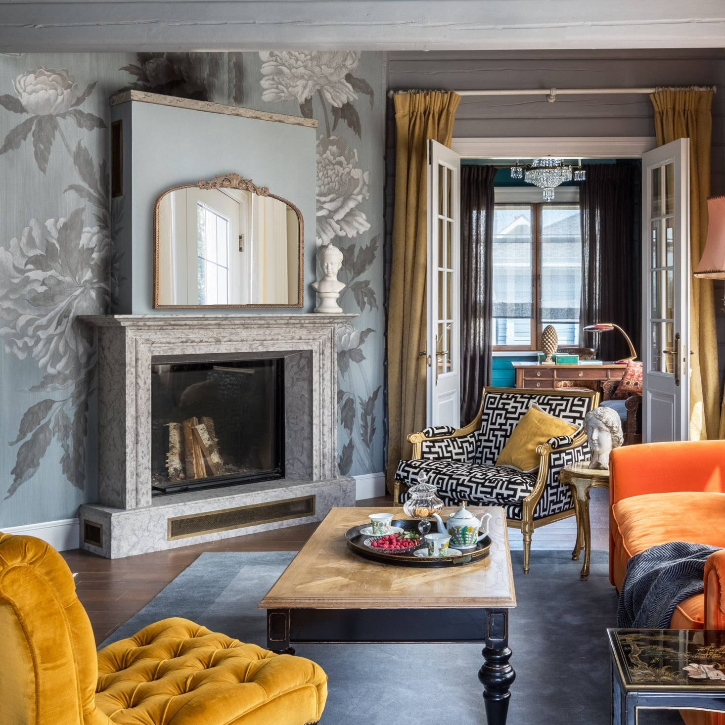 Walker Edison | Miroir arc doré Vintage Fleur Design