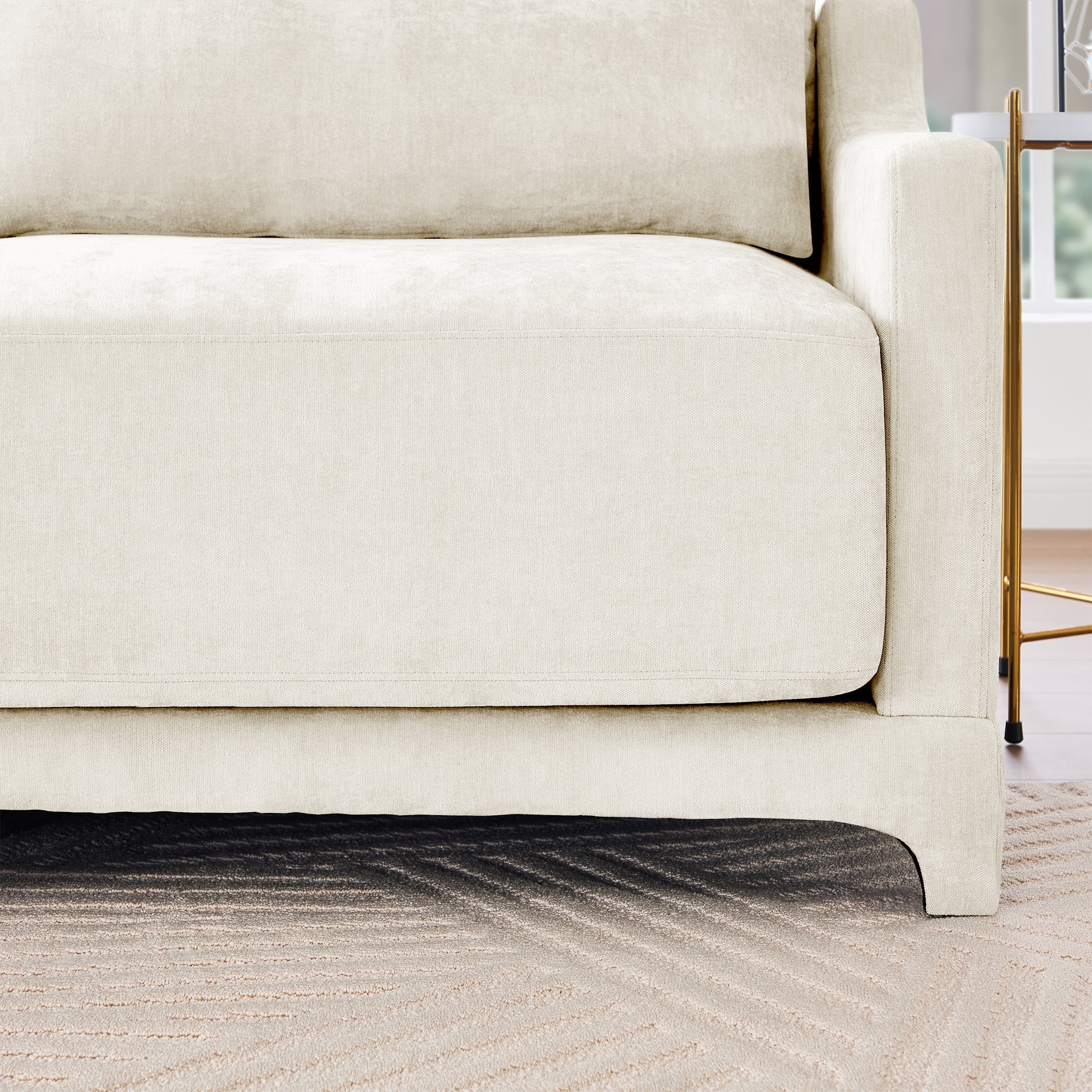 Walker Edison | Canapé d'angle en chenille et mousse haute résilience avec poufs 