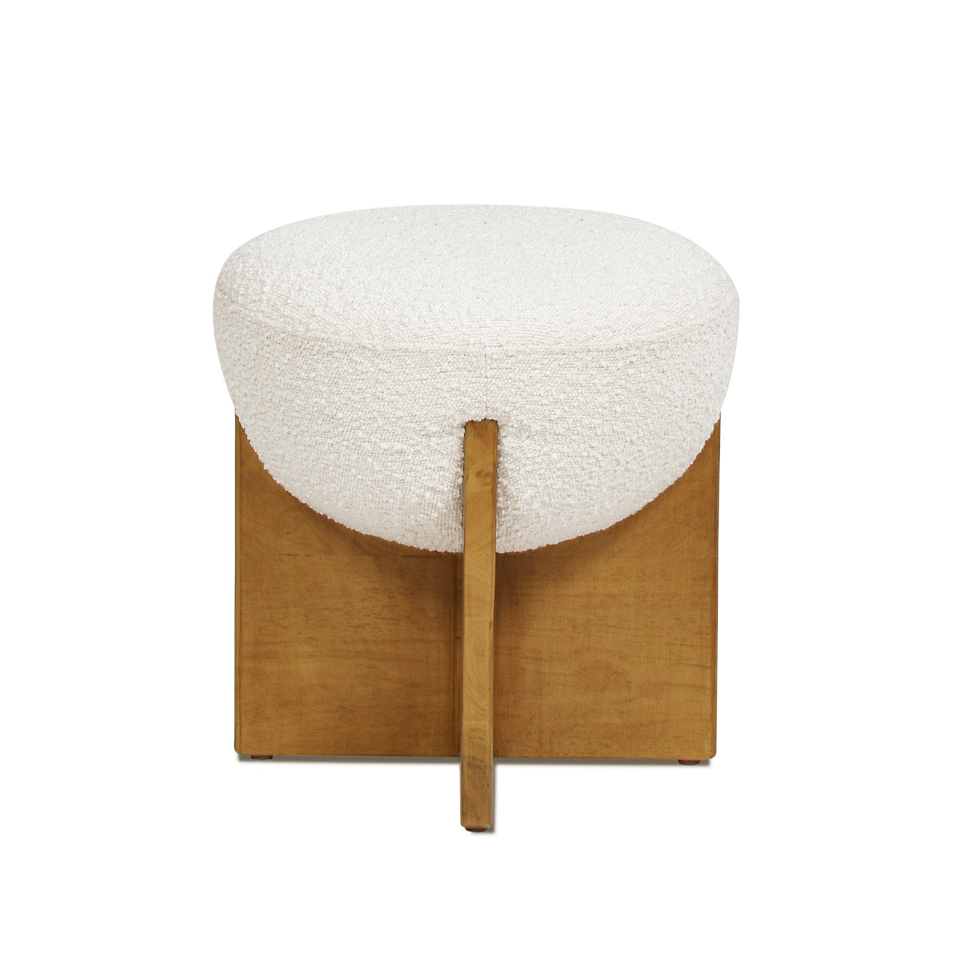 Walker Edison | Bali Pouf rond capitonné de 47 cm avec base en bois naturel