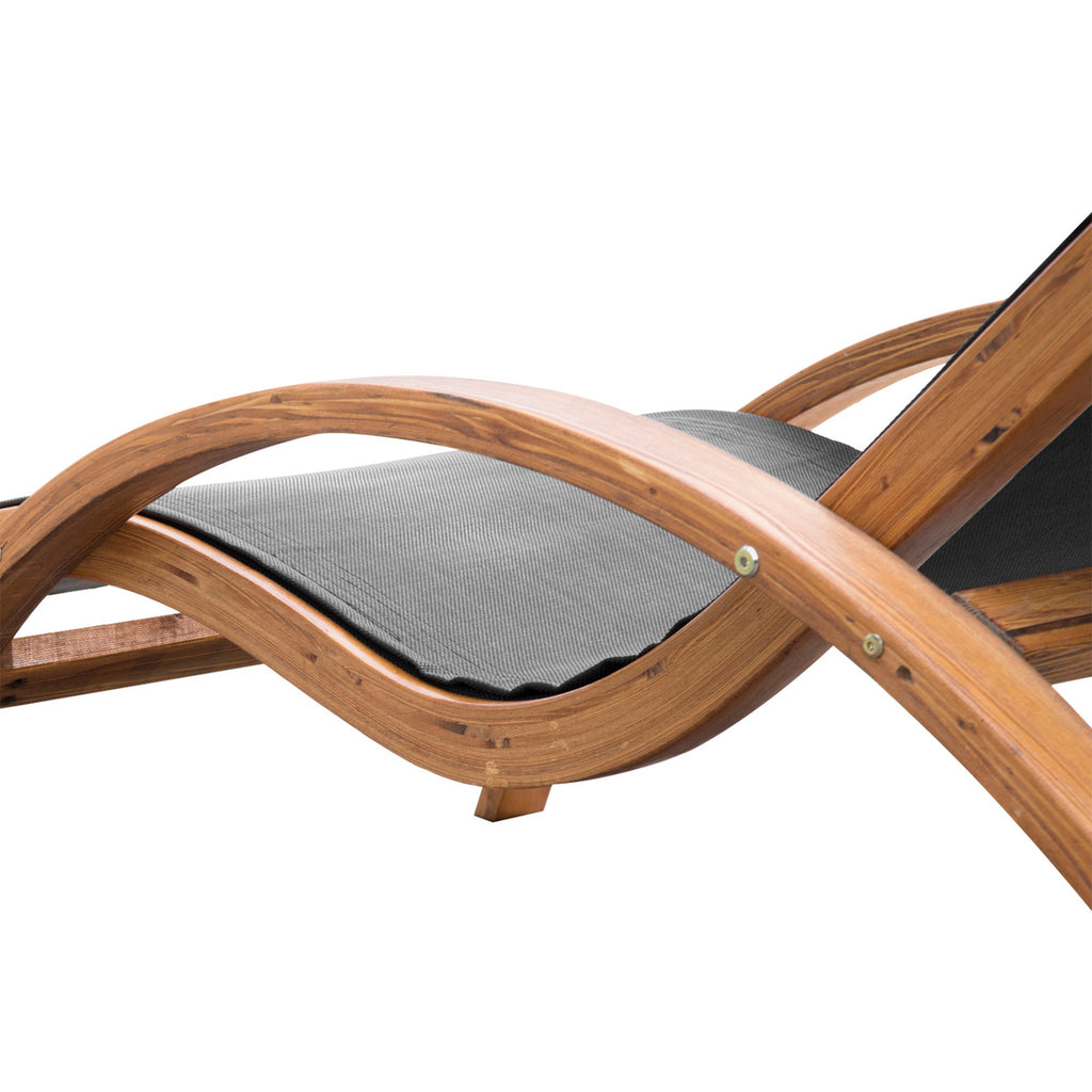 Walker Edison | Chaise longue d'extérieur en bois avec coussin intégré