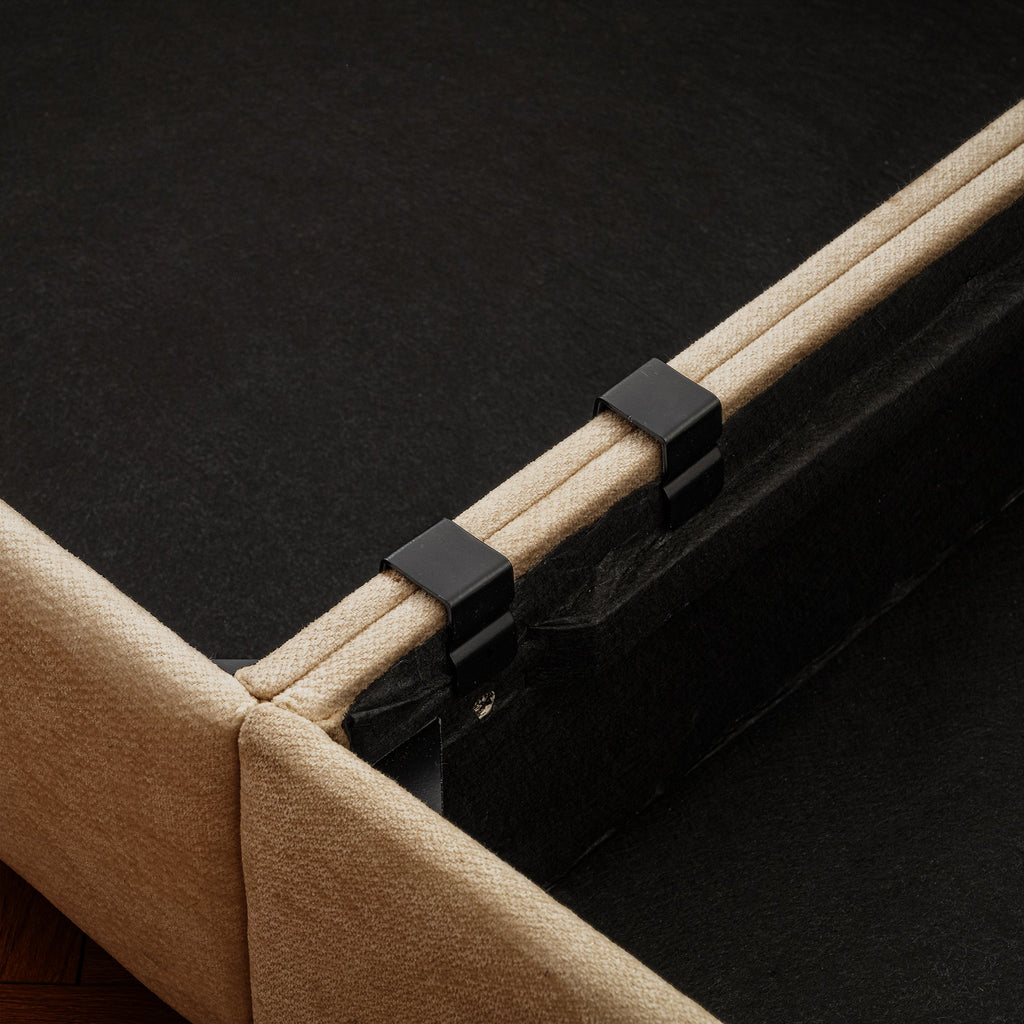 Walker Edison | Canapé deux places moderne et élégant en chenille camel avec pouf