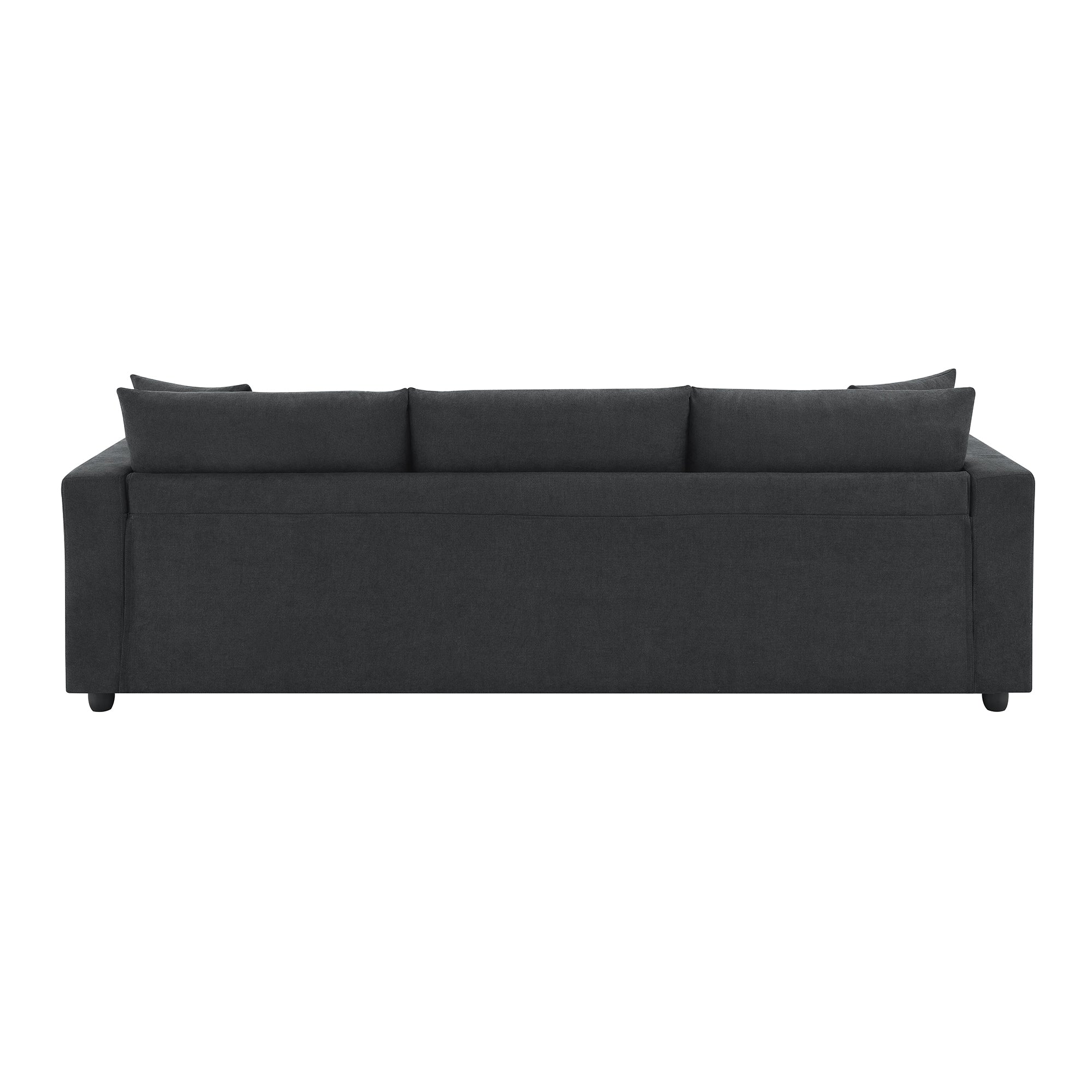 Walker Edison | Canapé d'angle moderne en chenille noire avec pouf