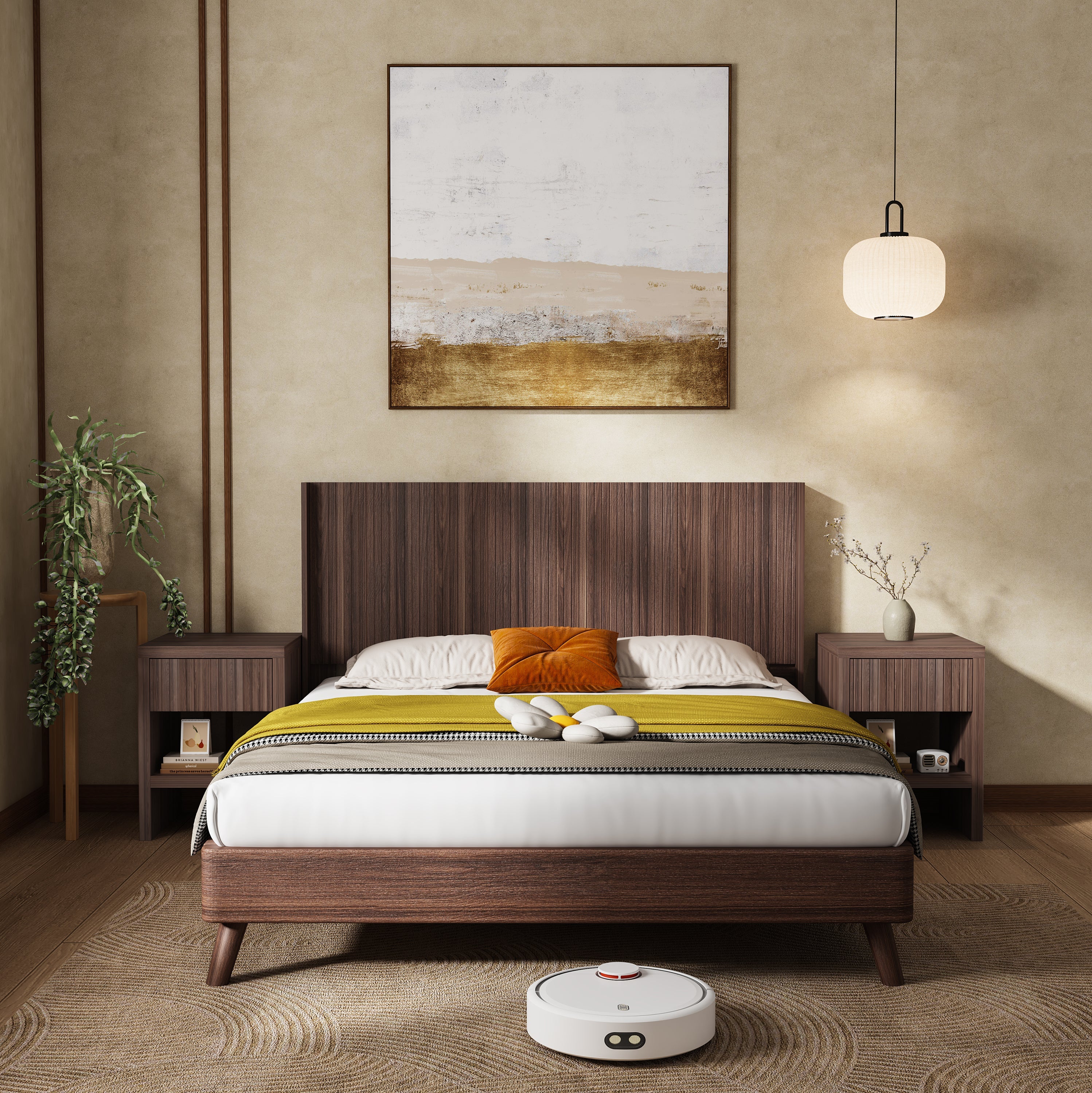 Walker Edison | Tête de lit King style ferme moderne, design cannelé 