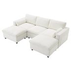 Canapé d'angle modulaire Cloud avec poches de rangement et 2 poufs amovibles