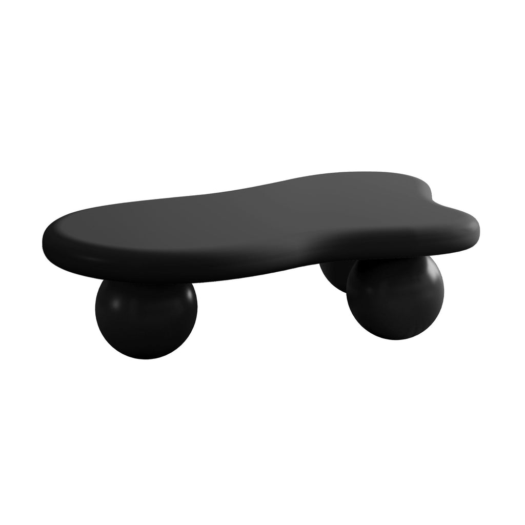 Table basse nuage de 101,6 cm (40 pouces) avec 3 pieds sphériques pour salon, noire