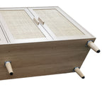 Meuble TV/buffet de rangement moderne en rotin à 4 portes Walker Edison