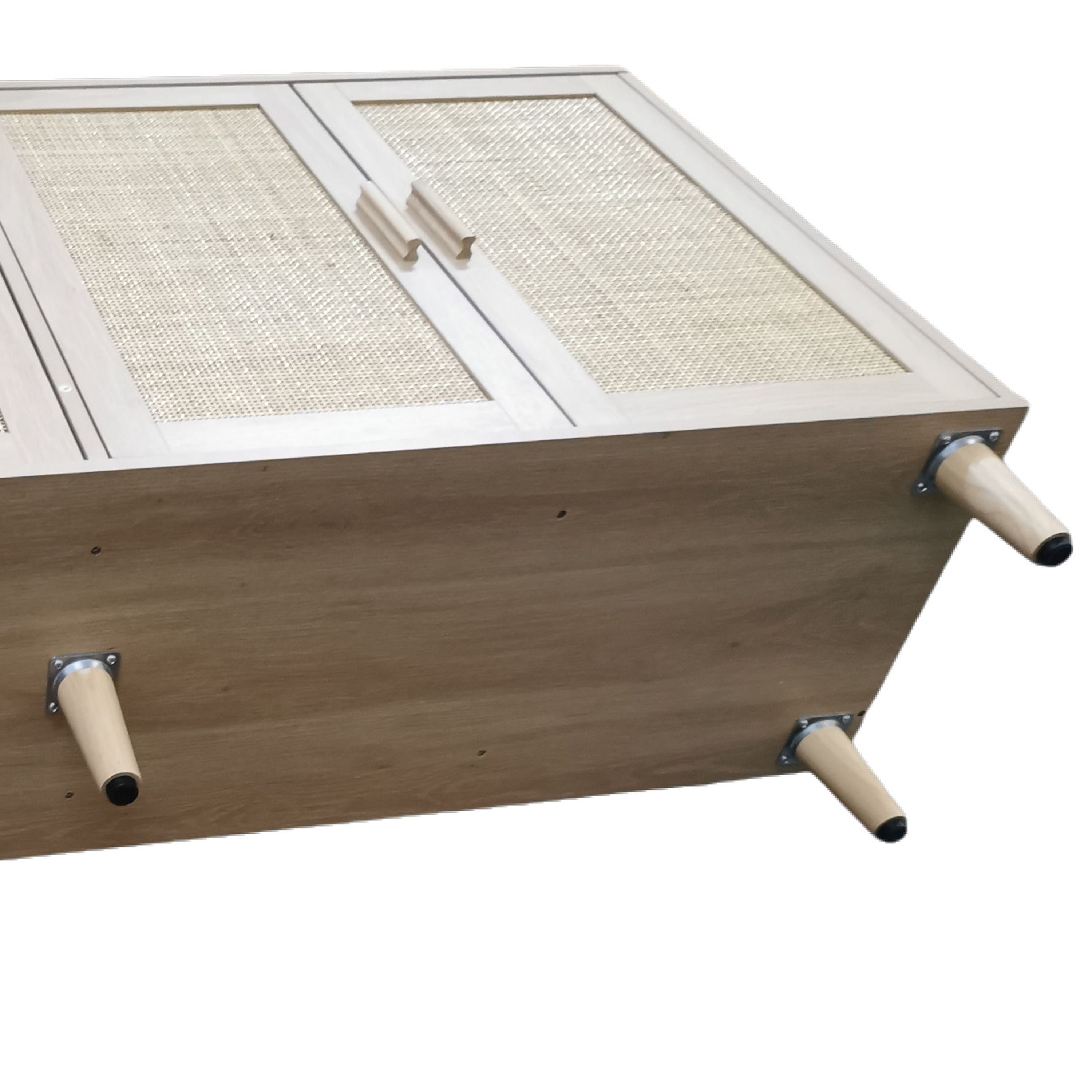 Meuble TV/buffet de rangement moderne en rotin à 4 portes Walker Edison