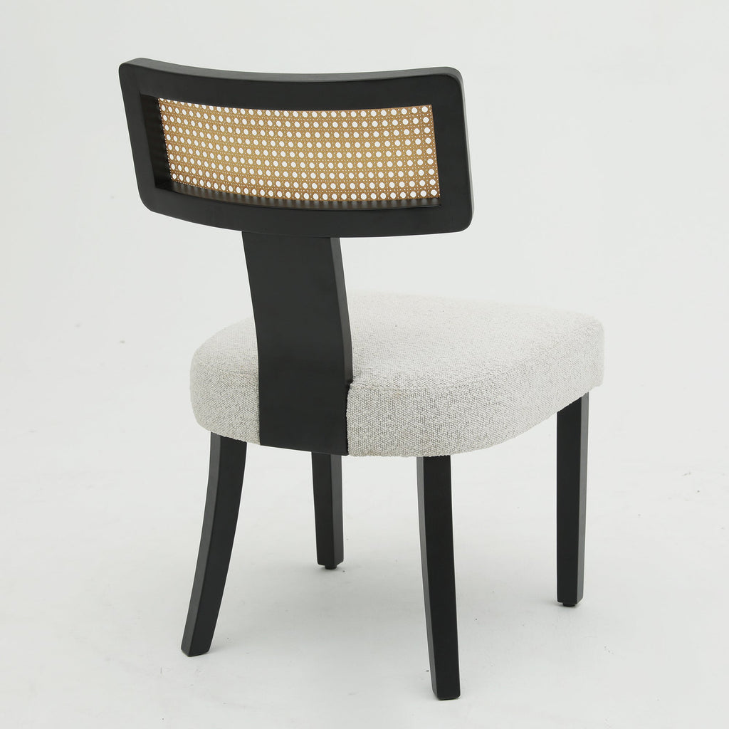 Ensemble de 2 chaises de salle à manger modernes du milieu du siècle en bois et rotin 