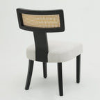 Ensemble de 2 chaises de salle à manger modernes du milieu du siècle en bois et rotin 