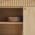 Buffet/meuble TV moderne Samantha en bois cannelé, montage facile, 58 pouces.