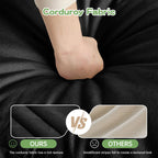 Walker Edison | Canapé deux places noir à assise large et profonde, déhoussable, avec pouf 