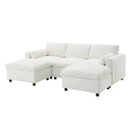 Canapé d'angle modulaire Cloud avec poches de rangement et 2 poufs amovibles