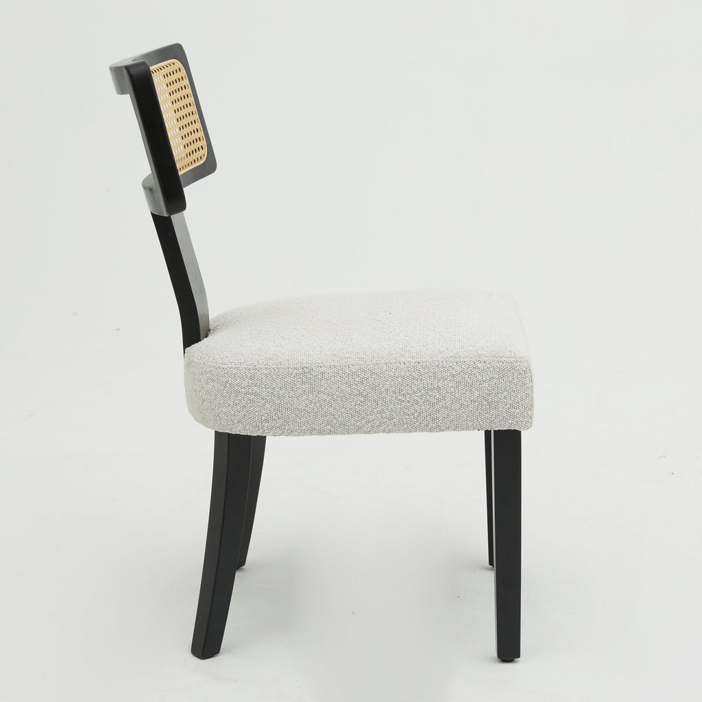 Ensemble de 2 chaises de salle à manger modernes du milieu du siècle en bois et rotin 