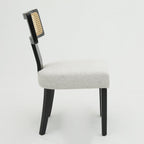 Ensemble de 2 chaises de salle à manger modernes du milieu du siècle en bois et rotin 