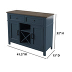 Buffet de style campagnard avec étagères à vin et rangement pour verres à pied