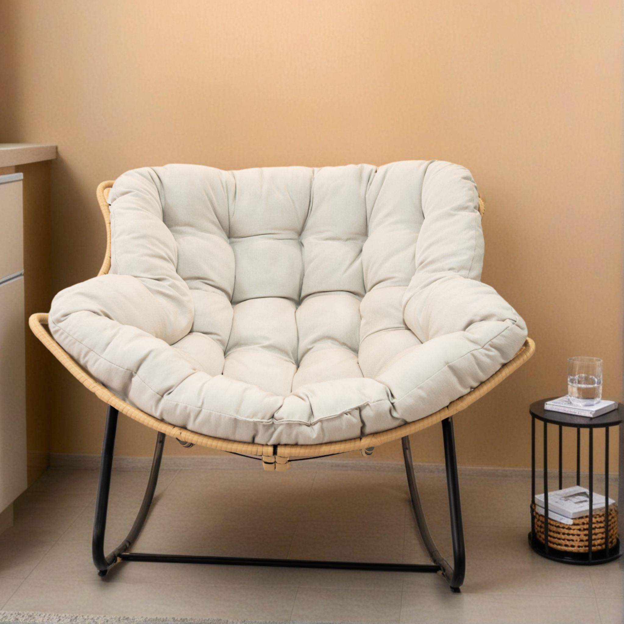 Walker Edison | Fauteuil à bascule d'extérieur Cloud Papasan en forme d'œuf 