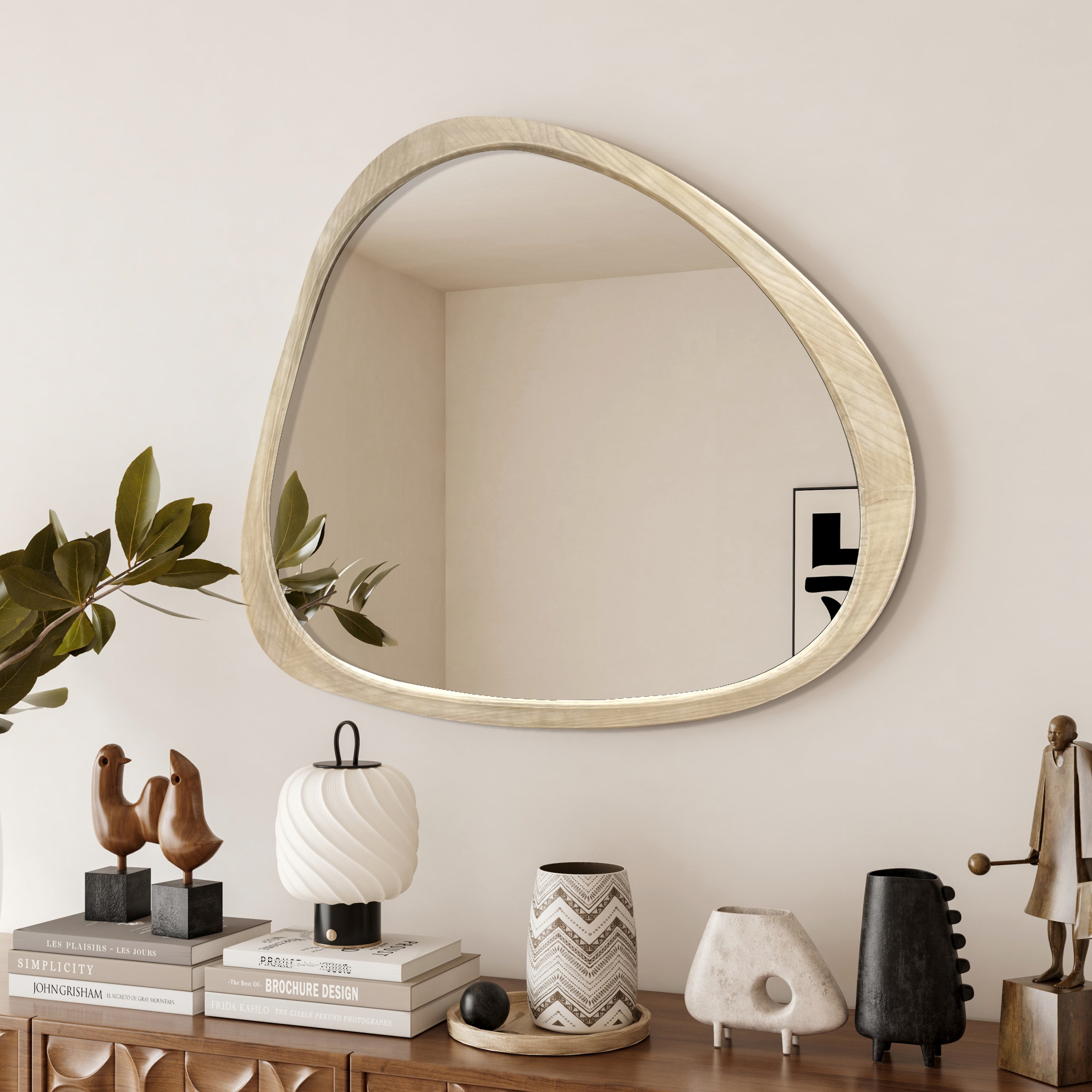 Walker Edison | Miroir mural asymétrique en bois naturel 45