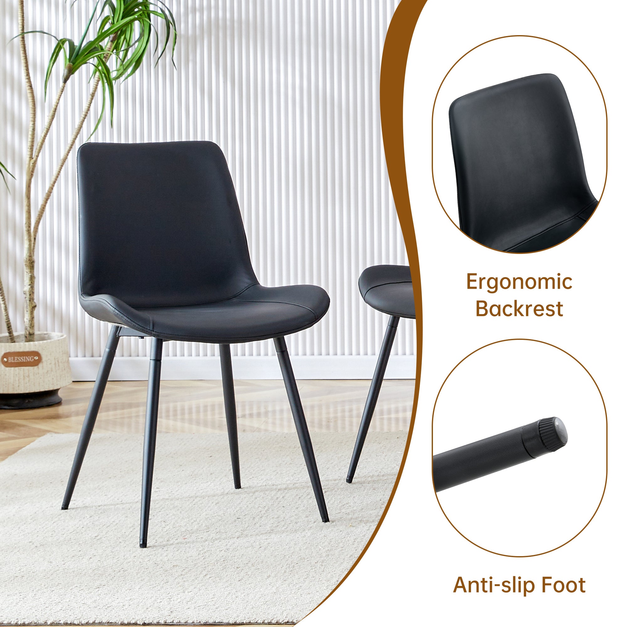 Ensemble table et chaises extensibles modernes pour 6 personnes avec chaises en PU