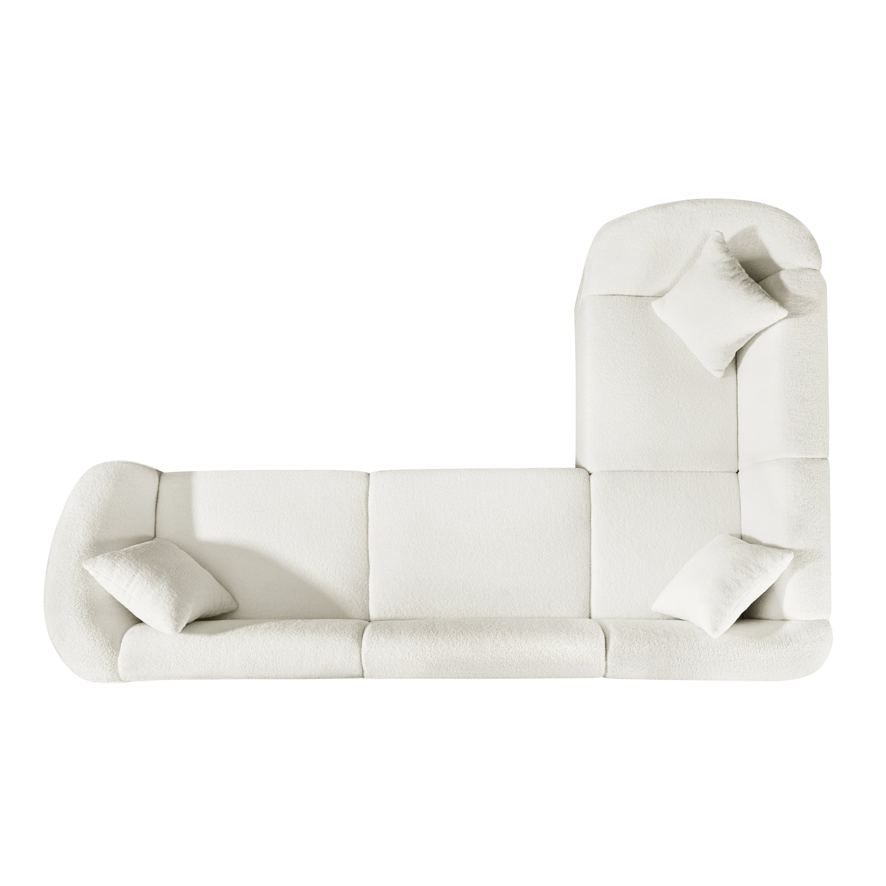 Canapé d'angle sculptural et incurvé contemporain Boucl¨¦ en forme de L 
