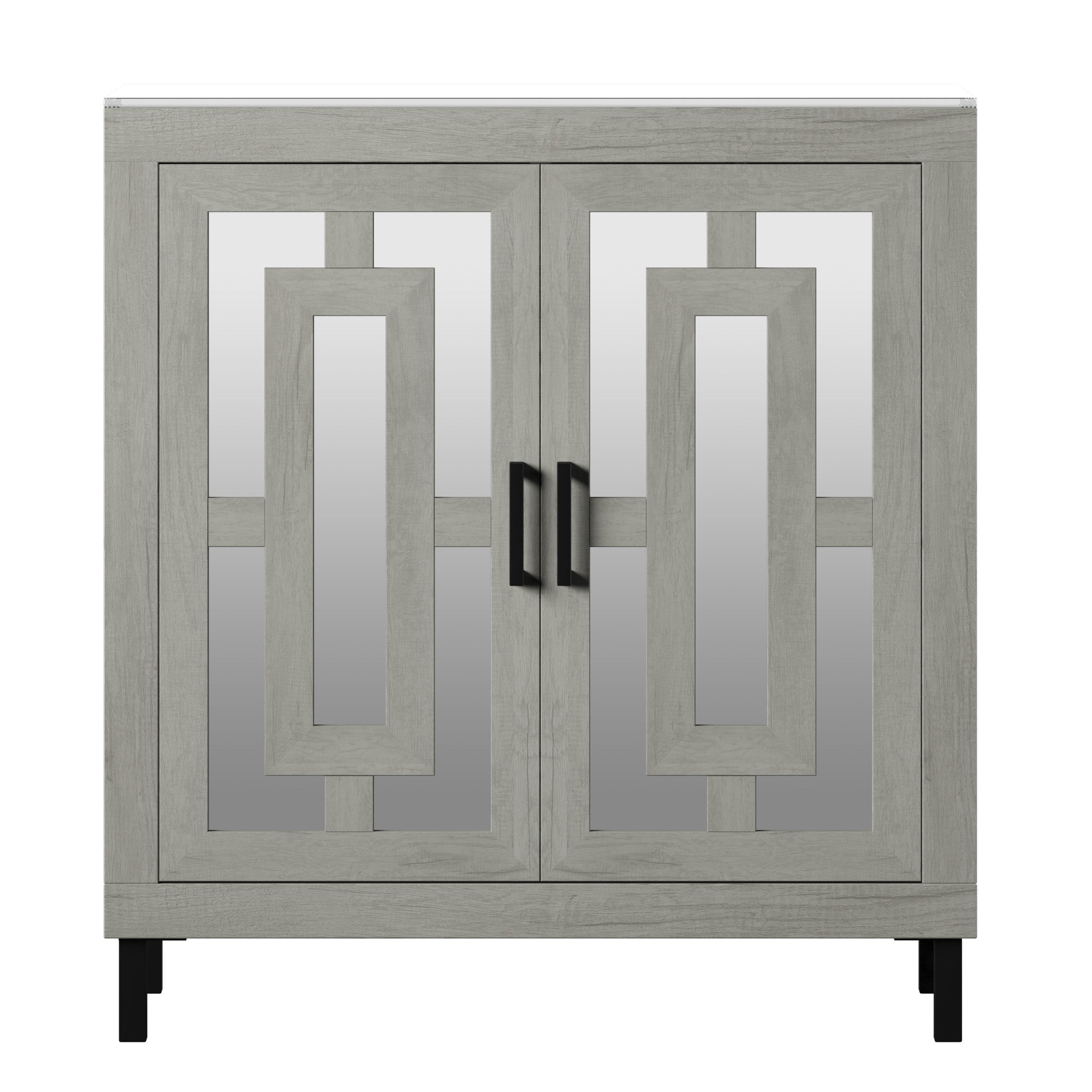 Meuble d'entrée à portes miroir finition antique