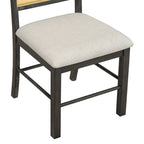 Ensemble de table et chaises de style campagnard en rotin bohème 7 pièces pour 6 personnes