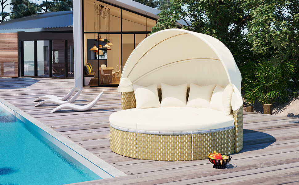 Walker Edison | Ensemble de canapés de jardin modulaires ronds pour bain de soleil