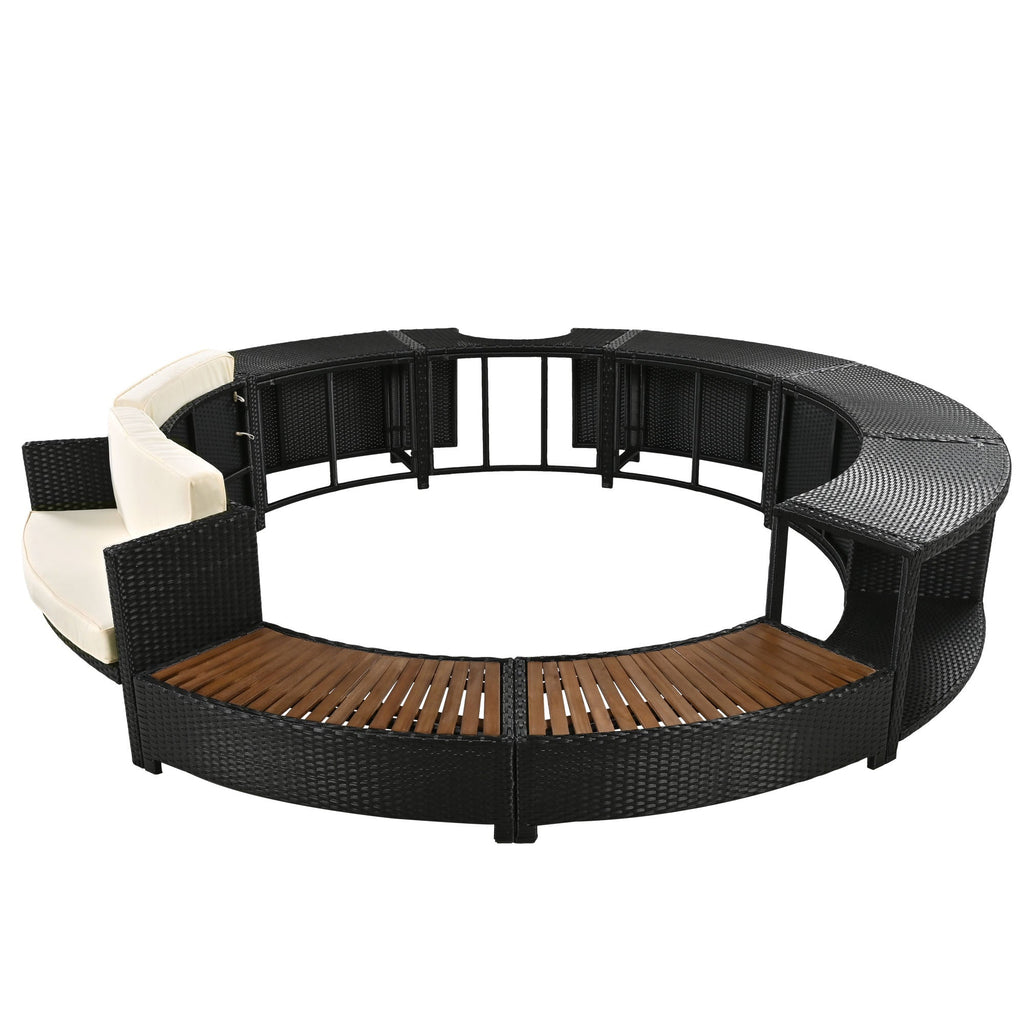 Walker Edison | Ensemble de canapé de patio en rotin avec structure de spa et espaces de rangement