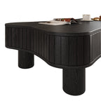 Walker Edison | Table basse et bureau relevables au design incurvé noir cannelé 
