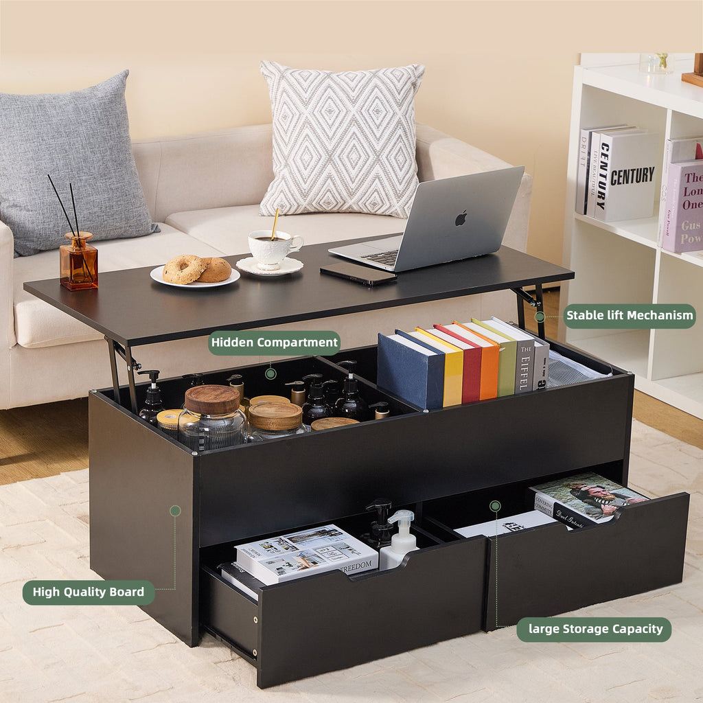 Walker Edison | Table basse relevable avec rangement