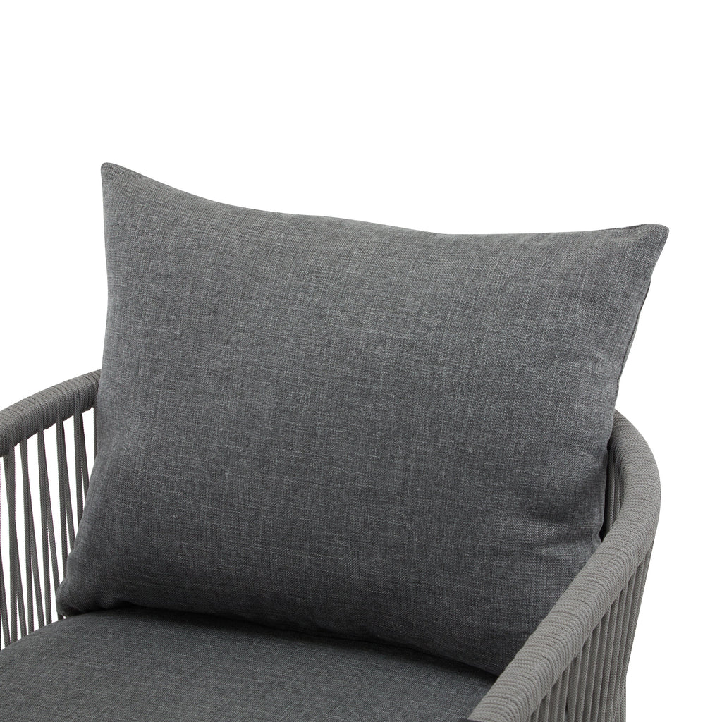 Walker Edison | Ensemble de 2 chaises d'extérieur incurvées élégantes en corde tressée grise