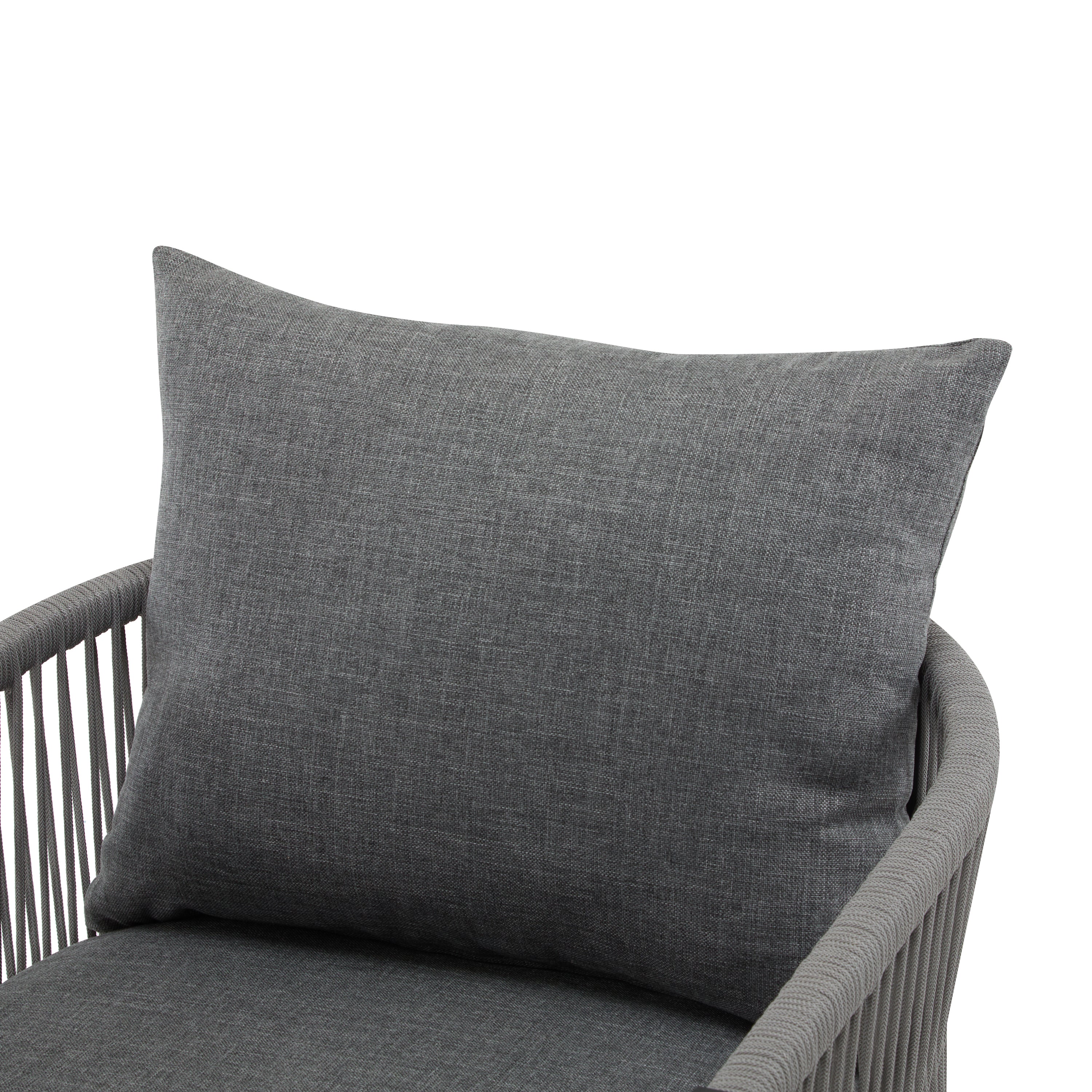 Walker Edison | Ensemble de 2 chaises d'extérieur incurvées élégantes en corde tressée grise