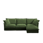 Canapé d'angle en chenille confortable, assise profonde, style nuage, avec housse amovible 