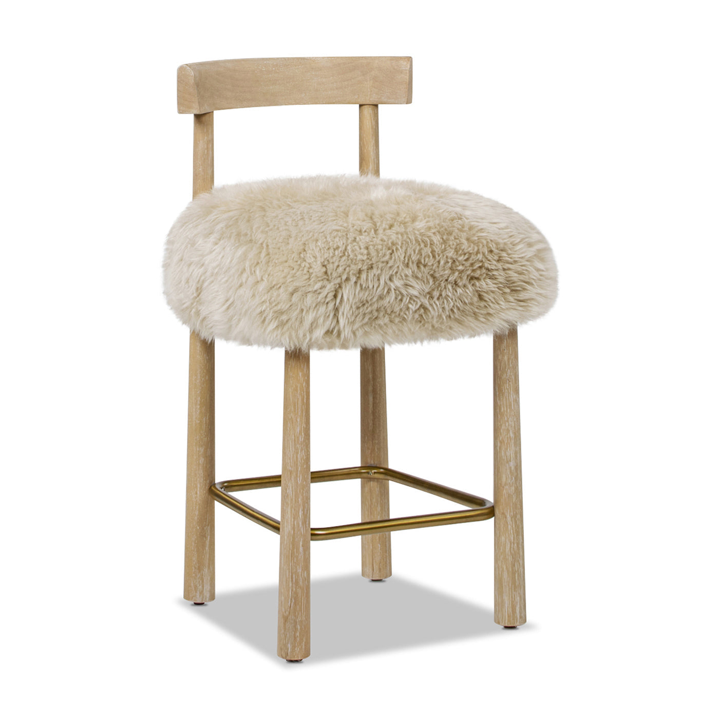 Tabouret de bar Arden 27,5 cm en fourrure véritable, hauteur comptoir