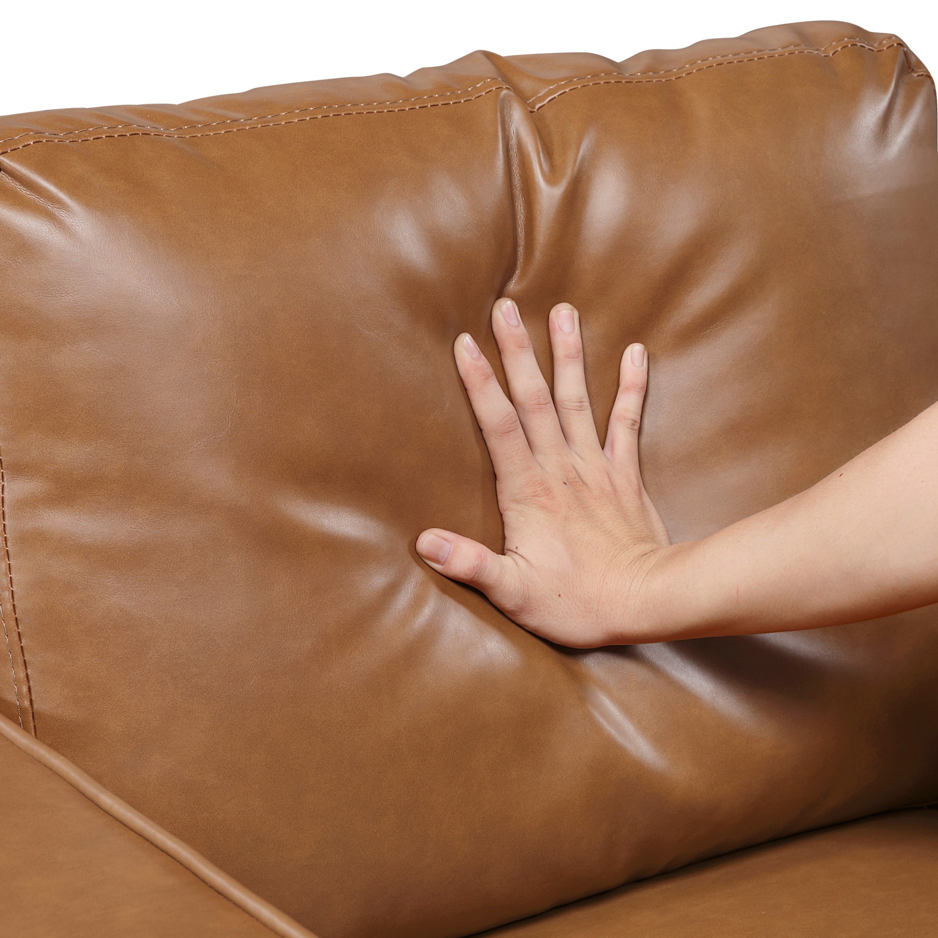 Canapé 3 places moderne en similicuir marron