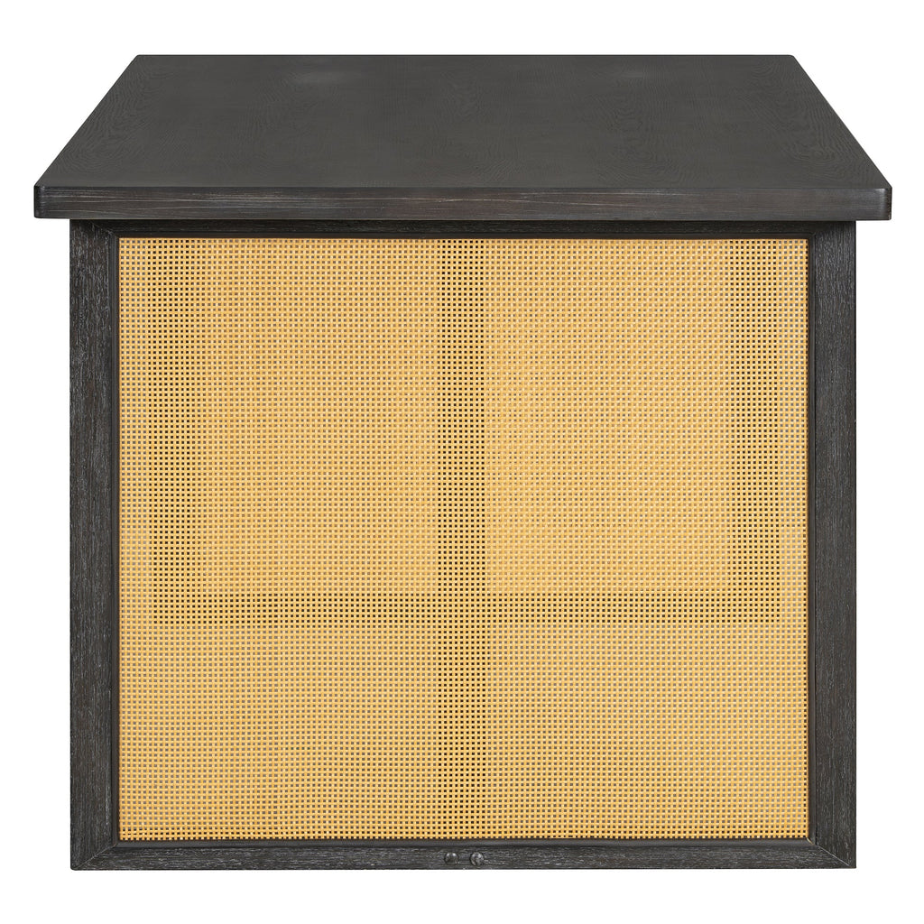 Ensemble de table et chaises de style campagnard en rotin bohème 7 pièces pour 6 personnes