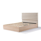 Tête de lit rembourrée en tissu bouclé, cadre de lit en bois pour lit queen size